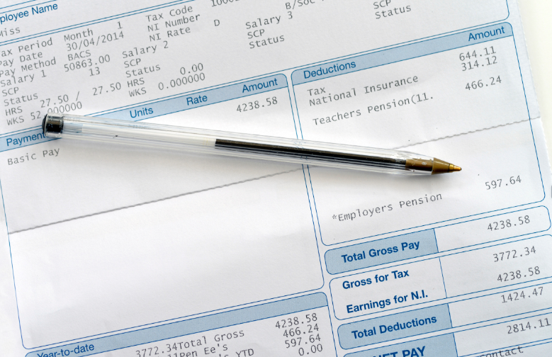 Construction worker's wage slip 